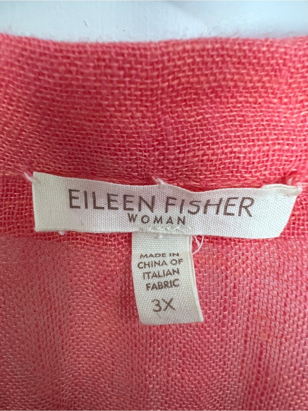 Eileen Fisher Coral Linen Tunic Duster Top Gauze 3X - Picture 3 of 9